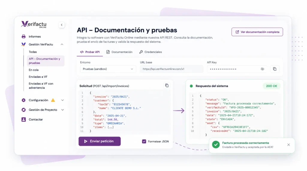 Documentación API VeriFactu