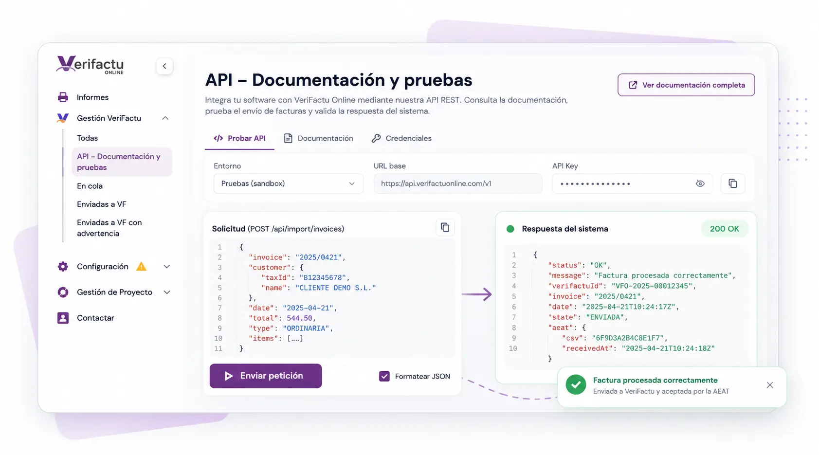 Documentación API VeriFactu